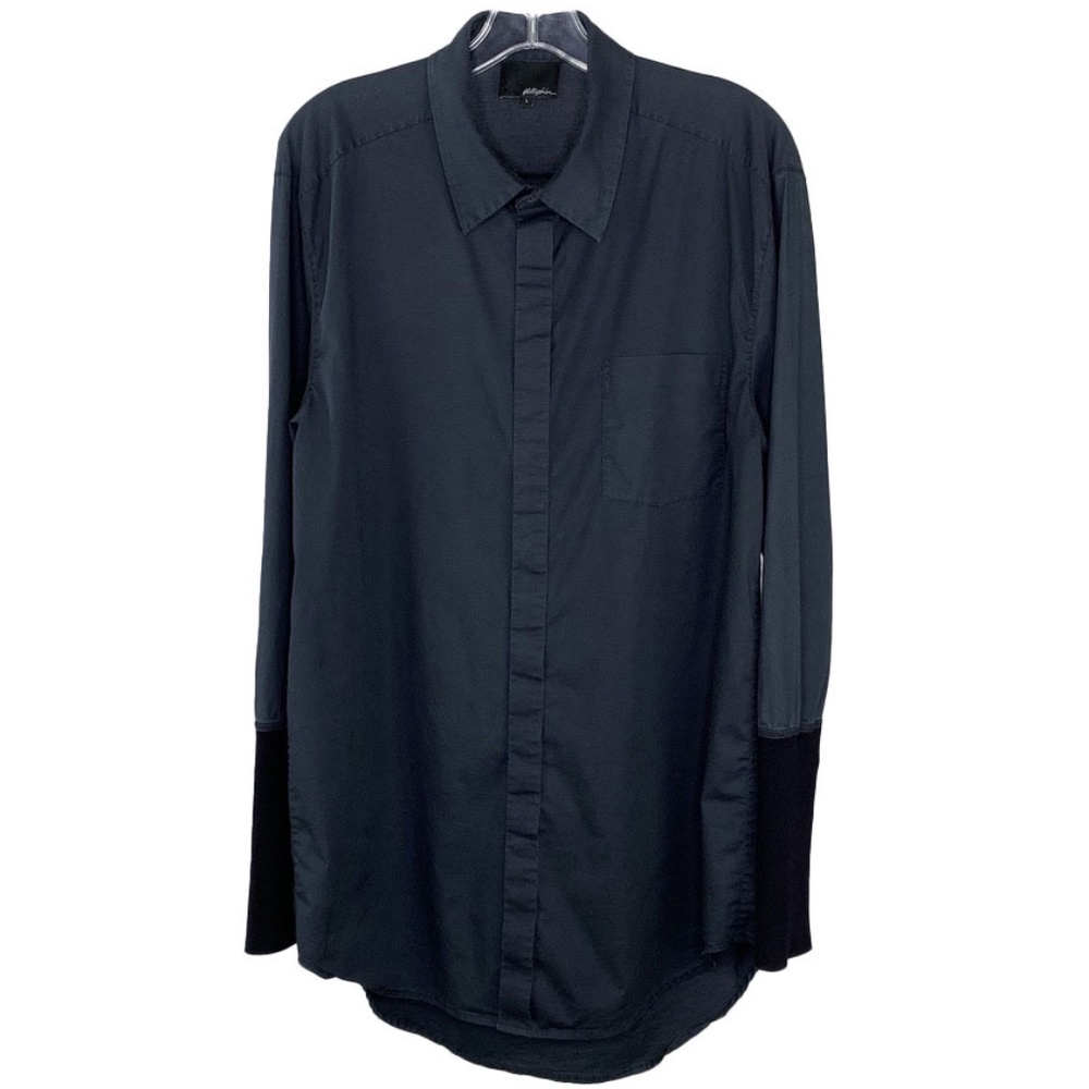 3.1 Phillip Lim Navy button down ribbed cuff